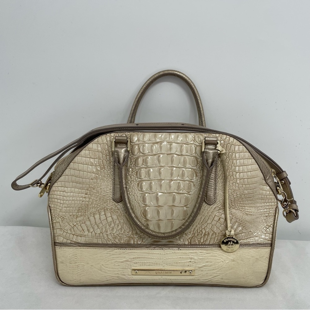 Brahmin Alena Toffee  Leather Large Satchel  Bag